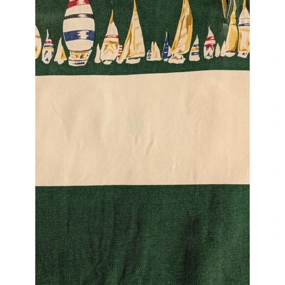 Vintage Nautica Sail Boats Vertical Striped Polo Shirt Green White M - Picture 4 of 9